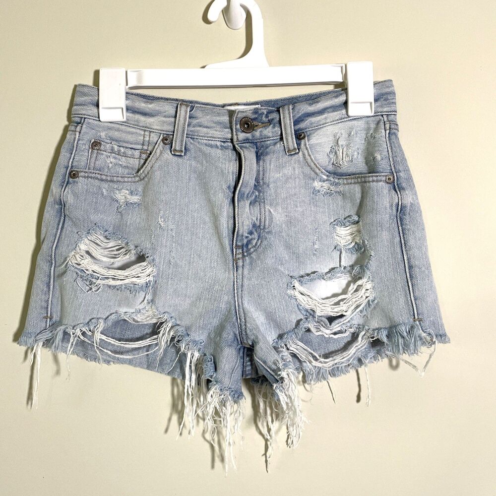 PISTOLA Women's Distressed Cut Off Denim Shorts Light Blue Size 25 Festival